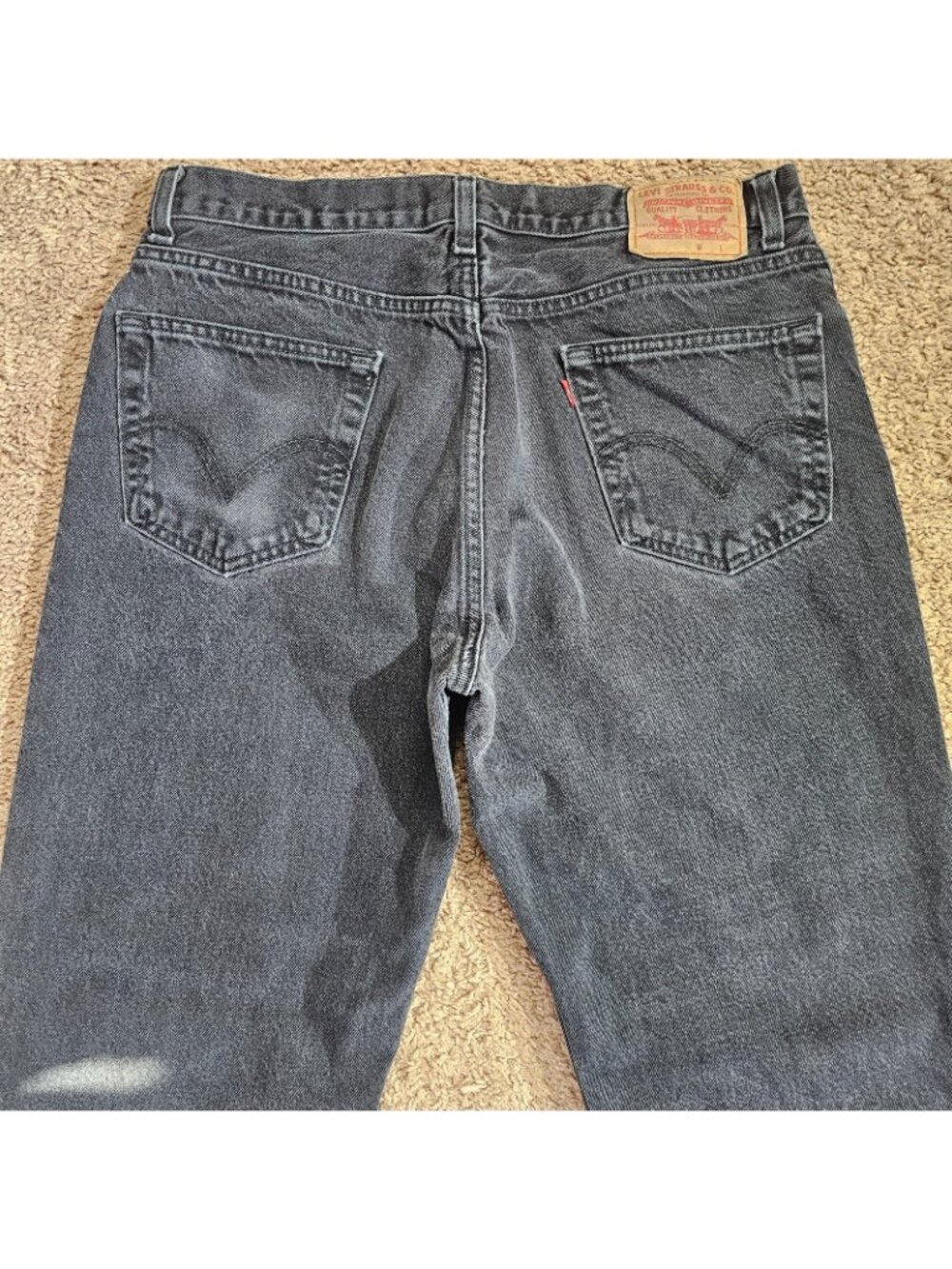 Levis 550 Relaxed Fit Taper Jeans Mens Tag 36x30 Act 35x28.5 Black Faded Wash - Picture 6 of 11